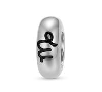 ZUOHUI Charm con distanziatore in gomma for bracciale Pandora, in argento sterling 925, con linee nere e 12 costellazioni, da donna(Virgo)