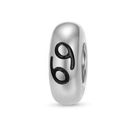 ZUOHUI Charm con distanziatore in gomma for bracciale Pandora, in argento sterling 925, con linee nere e 12 costellazioni, da donna(Cancer)