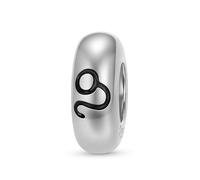 ZUOHUI Charm con distanziatore in gomma for bracciale Pandora, in argento sterling 925, con linee nere e 12 costellazioni, da donna(Leo)