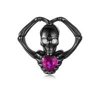 ZUOHUI Charm da donna a forma di cuore con teschio in argento Sterling S925, compatibile con bracciali e collane Pandora, Biagi, Troll e Chamilia