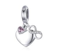 ZUOHUI Charm da donna in argento sterling 925 for bracciali Pandora, accessorio pendente fai da te a forma di cuore con amore infinito(In stock)