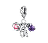 ZUOHUI Charm da donna in argento Sterling S925 a forma di fantasma di Halloween, compatibile con bracciali e collane Pandora, Biagi, Troll e Chamilia