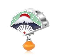 ZUOHUI Charm da donna in argento Sterling S925 a forma di ventaglio con perlina del Monte Fuji per la creazione di gioielli fai da te, regalo per lei - compatibile con i braccialetti Pandora
