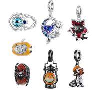 ZUOHUI Charm Halloween in rame placcato oro nero for Pandora Bracciale | Set di compatibile con Troll Biagi Chamilia Ragno Zucca Luminosi Gioielleria Regalo for Lei Ciondolo Pendente Compleanno