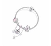 ZUOHUI Charms da donna in argento sterling 925 con motivo a farfalla, stile dolce rosa, for braccialetti Pandora, regalo festivo, creazione di gioielli fai da te(17CM-set)