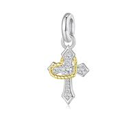 ZUOHUI Ciondoli a forma di croce a forma di cuore in argento sterling 925 da donna, adatti for bracciali e collane Pandora, 5 mm, for la creazione di gioielli fai da te.
