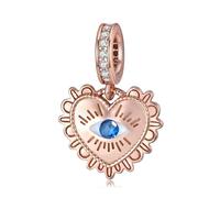 ZUOHUI Ciondoli a forma di cuore con occhio del diavolo in argento sterling 925 da donna for braccialetti Pandora fai da te e creazione di gioielli(PD0714)