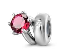 ZUOHUI Ciondoli con perlina solitaria rotonda in argento sterling S925 da donna con pietra portafortuna for bracciali e collane Pandora, Biagi o Chamilia(July: rose red)