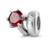 ZUOHUI Ciondoli con perlina solitaria rotonda in argento sterling S925 da donna con pietra portafortuna for bracciali e collane Pandora, Biagi o Chamilia(January: red)