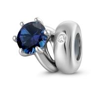 ZUOHUI Ciondoli con perlina solitaria rotonda in argento sterling S925 da donna con pietra portafortuna for bracciali e collane Pandora, Biagi o Chamilia(September: deep blue)