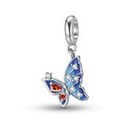 ZUOHUI Ciondoli da donna a forma di farfalle volanti sfumate blu in argento Sterling S925 for bracciali e collane Pandora, Biagi o Chamilia