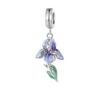 ZUOHUI Ciondoli da donna con perline di iris in argento sterling 925 con goccia a goccia di olio sfumato, ciondolo fatto a mano messaggero d'amore fai-da-te for bracciali e collane Pandora o europei