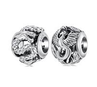 ZUOHUI Ciondoli Drago e Fenice in argento sterling S925 - Perline fai-da-te mitologiche compatibili con Pandora, Biagi, Troll e Chamilia | Creazione di gioielli culturali ipoallergenici