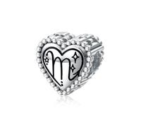 ZUOHUI Ciondoli fai da te a forma di cuore in argento sterling 925 con simboli dello zodiaco - 12 perline con costellazioni for bracciali e collane | Un regalo significativo for compleanni, festa dell