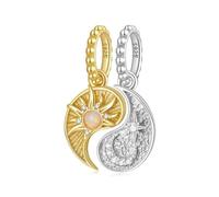 ZUOHUI Ciondoli in argento sterling 925 - Ciondolo Sole e Luna Yin Yang con zircone 3A e opale sintetico, ciondoli fai da te Mystical Taiji compatibili con Pandora/Biagi/Troll/Chamilia (confezione reg