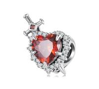 ZUOHUI Ciondoli in argento Sterling 925 - Ciondolo vintage a forma di spada e cuore con zircone 3A, ciondoli fai da te in stile bohémien, compatibili con Pandora/Biagi/Troll/Chamilia (confezione regal