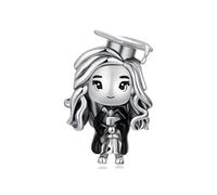 ZUOHUI Ciondoli in argento sterling 925 - Collezione di ciondoli a forma di cappello di laurea e animale con dettagli in smalto, compatibili con Pandora/Biagi/Troll/Chamilia (confezione regalo inclusa