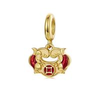 ZUOHUI Ciondoli in argento sterling S925 per il Capodanno - Leone portafortuna, Lucchetto della pace, Lingotto d'oro, per braccialetti in stile Pandora e braccialetti europei da donna.(SCC3255)