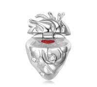 ZUOHUI Ciondolo a cuore anatomico in argento sterling S925 da donna for braccialetti Pandora Creazione di gioielli fai-da-te, perlina d'amore realistica medica gotica