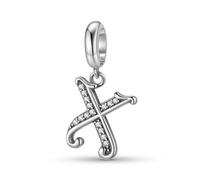 ZUOHUI Ciondolo a forma di 26 lettere in argento sterling 925 da donna, in stile retrò, con zirconi cubici, for bracciale Pandora(X)