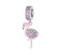 ZUOHUI Ciondolo a forma di animale con perlina a forma di fenicottero e dinosauro in argento Sterling S925 - Compatibile con bracciali Pandora, Biagi, Troll e Chamilia - Regalo di gioielli fai da te f