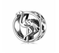 ZUOHUI Ciondolo a forma di animale con perlina a forma di fenicottero e dinosauro in argento Sterling S925 - Compatibile con bracciali Pandora, Biagi, Troll e Chamilia - Regalo di gioielli fai da te f