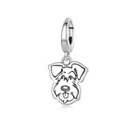 ZUOHUI Ciondolo a forma di cane Border Collie in argento Sterling S925 per bracciale Pandora, creazione di gioielli con animali fai da te, regalo di compleanno per donne(Schnauzer SCC3217)