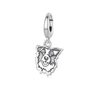 ZUOHUI Ciondolo a forma di cane Border Collie in argento Sterling S925 per bracciale Pandora, creazione di gioielli con animali fai da te, regalo di compleanno per donne(Border Collie SCC3214)