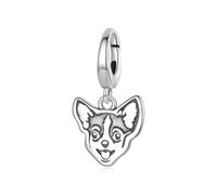 ZUOHUI Ciondolo a forma di cane Border Collie in argento Sterling S925 per bracciale Pandora, creazione di gioielli con animali fai da te, regalo di compleanno per donne(Chihuahua SCC3215)