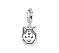 ZUOHUI Ciondolo a forma di cane Border Collie in argento Sterling S925 per bracciale Pandora, creazione di gioielli con animali fai da te, regalo di compleanno per donne(Shiba Inu SCC3218)