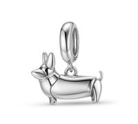 ZUOHUI Ciondolo a forma di cane minimalista ossidato in argento sterling 925 da donna for bracciale Pandora(Corgi)