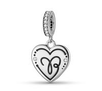 ZUOHUI Ciondolo a forma di cuore con 12 costellazioni in argento sterling 925 da donna for bracciale Pandora(Aries)