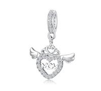 ZUOHUI Ciondolo a forma di cuore d'angelo in argento sterling 925 fai da te da donna - Regalo multiuso for la creazione di gioielli for la festa della mamma, compleanni e anniversari