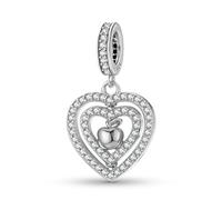 ZUOHUI Ciondolo a forma di cuore di mela in argento Sterling S925 con diamanti - Perlina per la creazione di gioielli fai da te, compatibile con i braccialetti Pandora