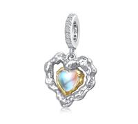 ZUOHUI Ciondolo a forma di cuore fai da te in argento sterling 925 con pietra di luna - Ciondoli multiuso for la creazione di gioielli, bracciali, collane e portachiavi | Un regalo premuroso for compl