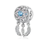 ZUOHUI Ciondolo acchiappasogni fai da te a forma di girasole in argento sterling 925 con piume, da donna - Accessorio for la creazione di gioielli boho for bracciali e collane | Regalo for compleanni,