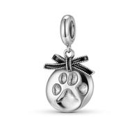 ZUOHUI Ciondolo con perlina a forma di fiocco irregolare da donna in argento sterling 925, for bracciale Pandora, con impronte di zampe di cane.
