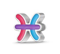 ZUOHUI Ciondolo con perlina a forma di goccia d'olio colorata con 12 costellazioni in argento sterling 925 da donna, for bracciale Pandora(Pisces)