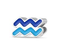 ZUOHUI Ciondolo con perlina a forma di goccia d'olio colorata con 12 costellazioni in argento sterling 925 da donna, for bracciale Pandora(Aquarius)