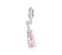 ZUOHUI Ciondolo con perline a forma di tacco in argento Sterling S925, serie Champagne - Compatibile con bracciali Pandora, Biagi, Troll e Chamilia - Regalo di gioielli fai da te for portachiavi, coll
