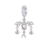 ZUOHUI Ciondolo con perline a forma di tacco in argento Sterling S925, serie Champagne - Compatibile con bracciali Pandora, Biagi, Troll e Chamilia - Regalo di gioielli fai da te for portachiavi, coll