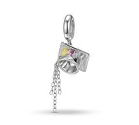 ZUOHUI Ciondolo da donna in argento sterling 925 con ciondolo a forma di cappello di laurea floreale e zirconi cubici for bracciale Pandora