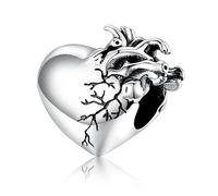 ZUOHUI Ciondolo fai da te a forma di cuore diviso in argento sterling 925 da donna - Accessorio for la creazione di gioielli ossidato for bracciali e collane | Regalo unico for compleanni, festa della