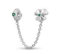 ZUOHUI Ciondolo fai da te a forma di trifoglio in argento sterling 925 con zircone verde - Perlina antiscivolo for la creazione di gioielli, braccialetti e collane | Regalo premuroso for compleanni, f
