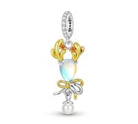 ZUOHUI Ciondolo fai da te da donna a forma di fiocco di corna di cervo in argento sterling 925 con pietra di luna e placcatura in oro 14 carati - Elegante accessorio for la creazione di gioielli, brac
