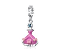 ZUOHUI Ciondolo fai da te da donna in argento sterling 925 a forma di abito da principessa con rivestimento in resina rosa - Elegante accessorio for la creazione di gioielli, ideale for bracciali e co