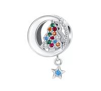 ZUOHUI Ciondolo fai da te da donna in argento sterling 925 a forma di luna e albero di Natale - Accessorio for la creazione di gioielli festivi, ideale for bracciali e collane | Regalo unico for Natal
