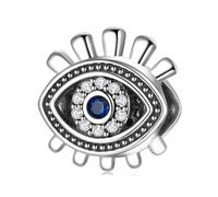 ZUOHUI Ciondolo in argento sterling S925 con occhio maligno e zircone blu | Compatibile con braccialetti Pandora | Gioielli fai da te e regalo di protezione for donne, sorella (1,0 cm)(PC0293)