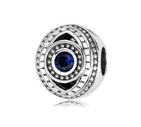 ZUOHUI Ciondolo in argento sterling S925 con occhio maligno e zircone blu | Compatibile con braccialetti Pandora | Gioielli fai da te e regalo di protezione for donne, sorella (1,0 cm)(PC0029)