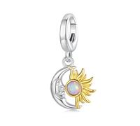 ZUOHUI Ciondolo Luna e Sole in argento Sterling S925 con chiusura a lobo - Creazione di gioielli fai da te, regalo for donne, sorelle, madri - Regolabile for bracciali, collane e portachiavi